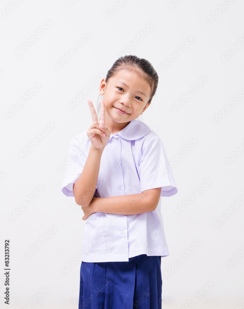 Asian kids cute girl in student's uniform Asian kids cute girl in student's uniform