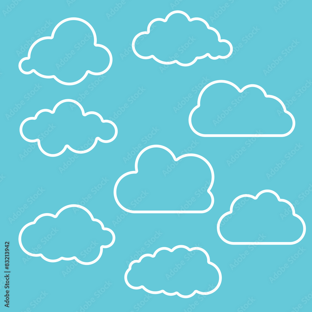 Vector illustration of linear clouds collection