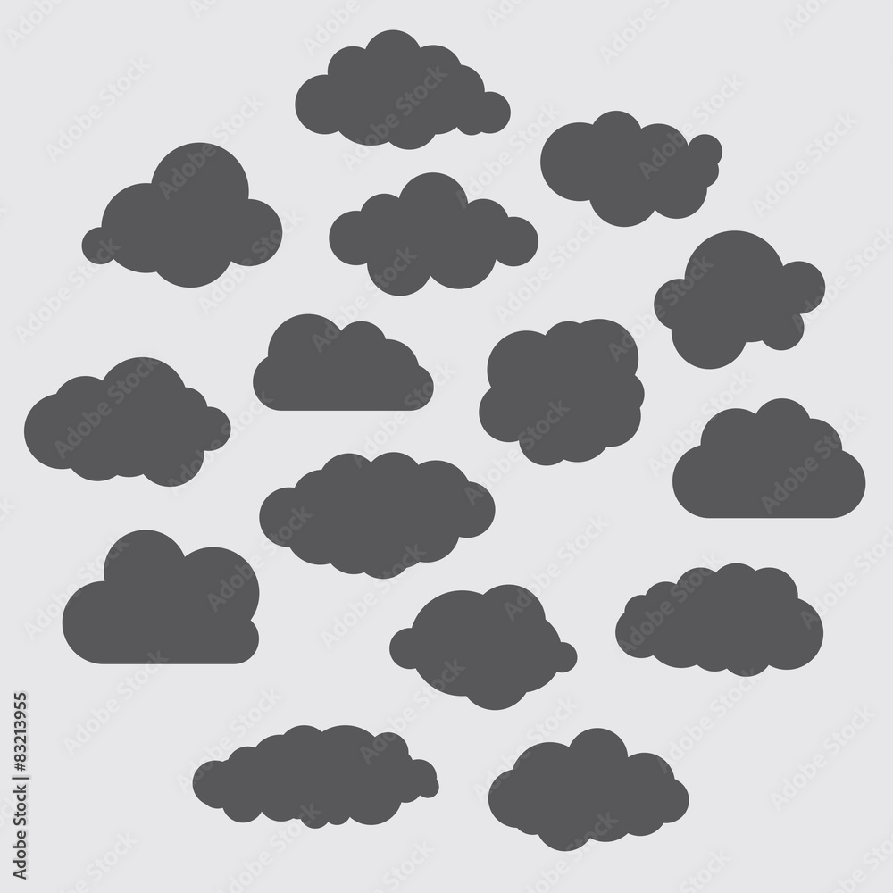 vector illustration of black clouds collection vector illustration of black clouds collection