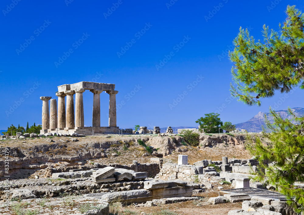 Ruins of temple in Corinth, Greece