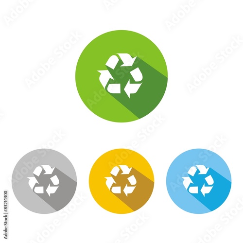 Iconos reciclaje botón colores sombra