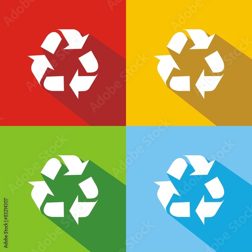 Iconos reciclaje colores sombra