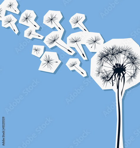 Fototapeta Naklejka Na Ścianę i Meble -  silhouette of dandelion in the wind