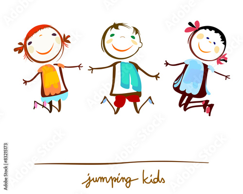 happy kids jumping