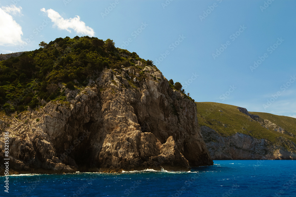 Blue caves on Zakynthos island 