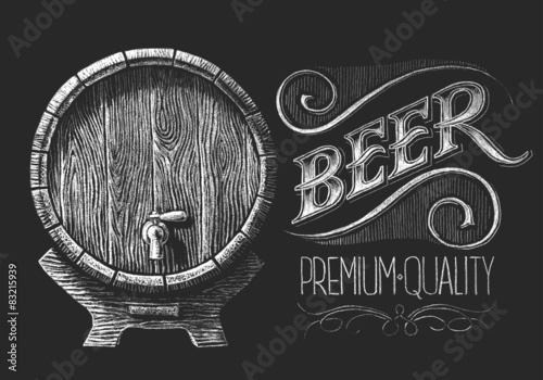 Barrel of beer on chalkboard