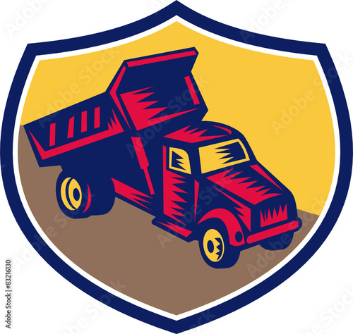 Dump Truck Shield Woodcut