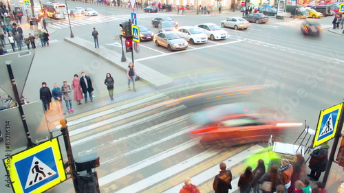 Time lapse view on a rush hour street movement