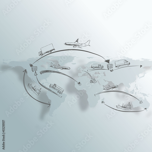 Logistics technology  Hand draw Sketch 