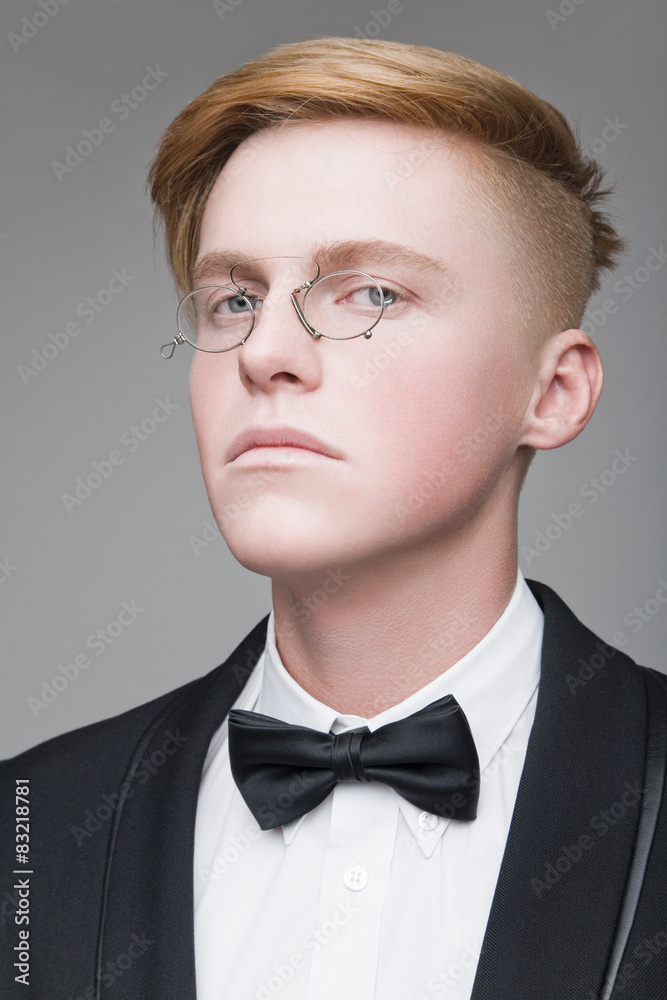Man in pince-nez Stock Photo