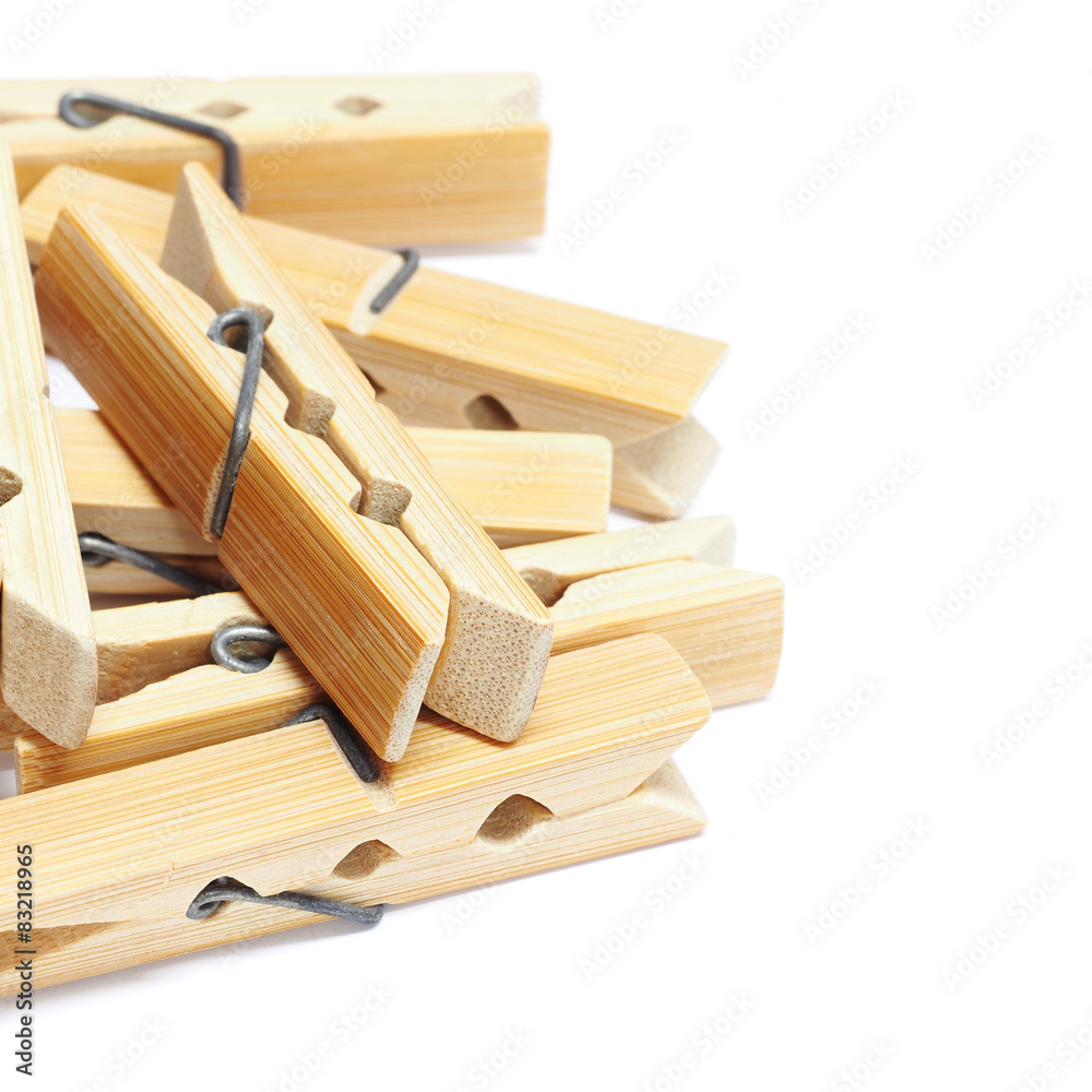 Wooden clothes pin isolated on white background Wooden clothes pin isolated on white background