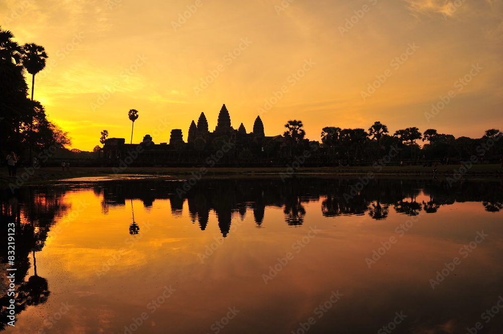 Angkor Wat Temple at Sunrise Backgrounds