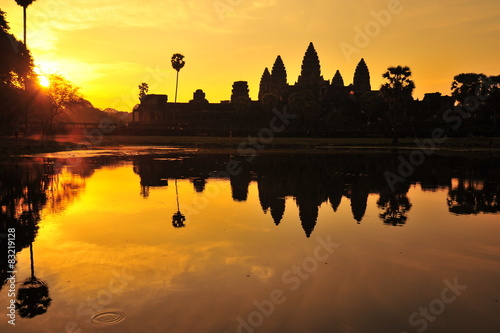 Angkor Wat Temple at Sunrise Backgrounds © karinkamon