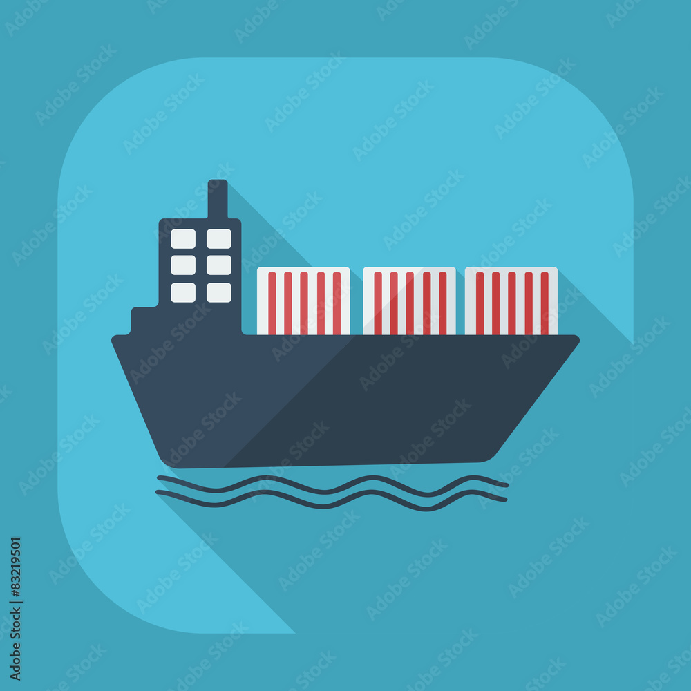 Obraz premium Flat modern design with shadow cargo ship