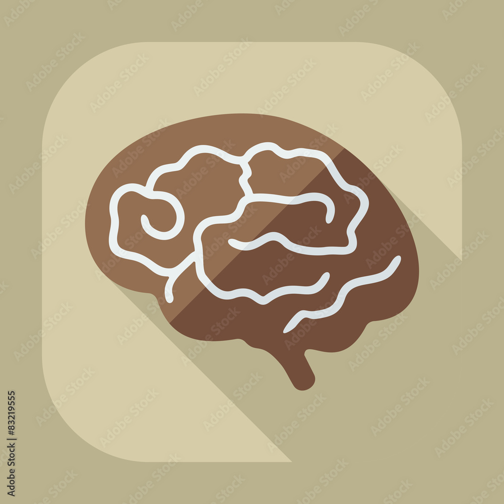 Flat modern design with shadow the brain Flat modern design with shadow the brain