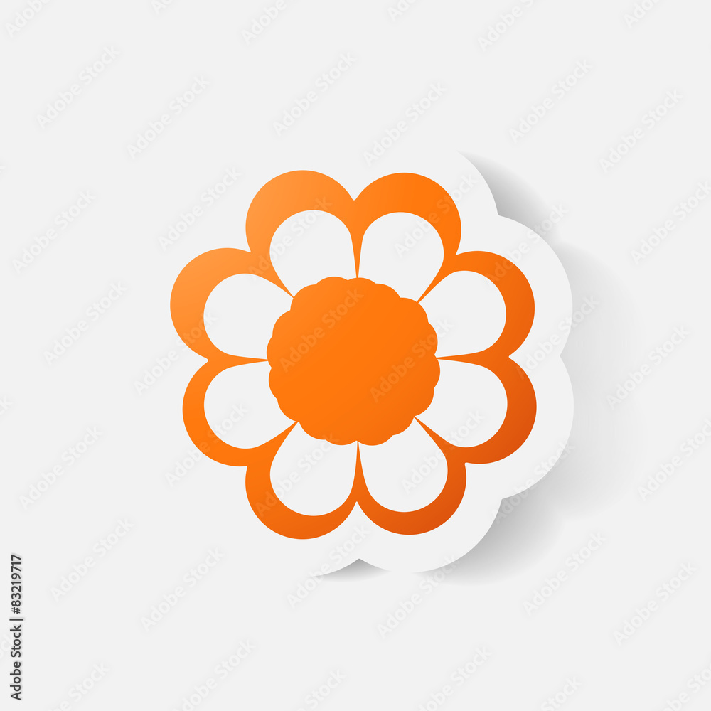 Realistic paper sticker: flowers. camomile Realistic paper sticker: flowers. camomile
