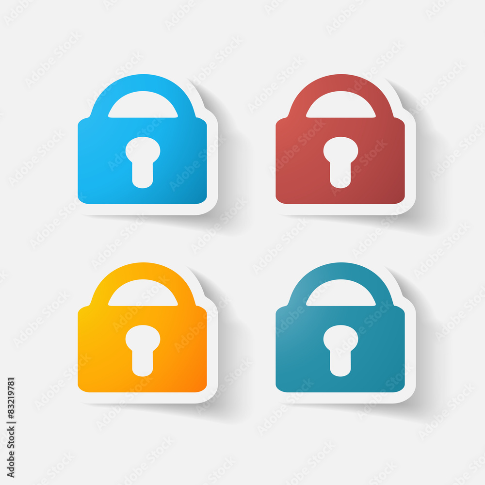 Paper clipped sticker: lock Paper clipped sticker: lock