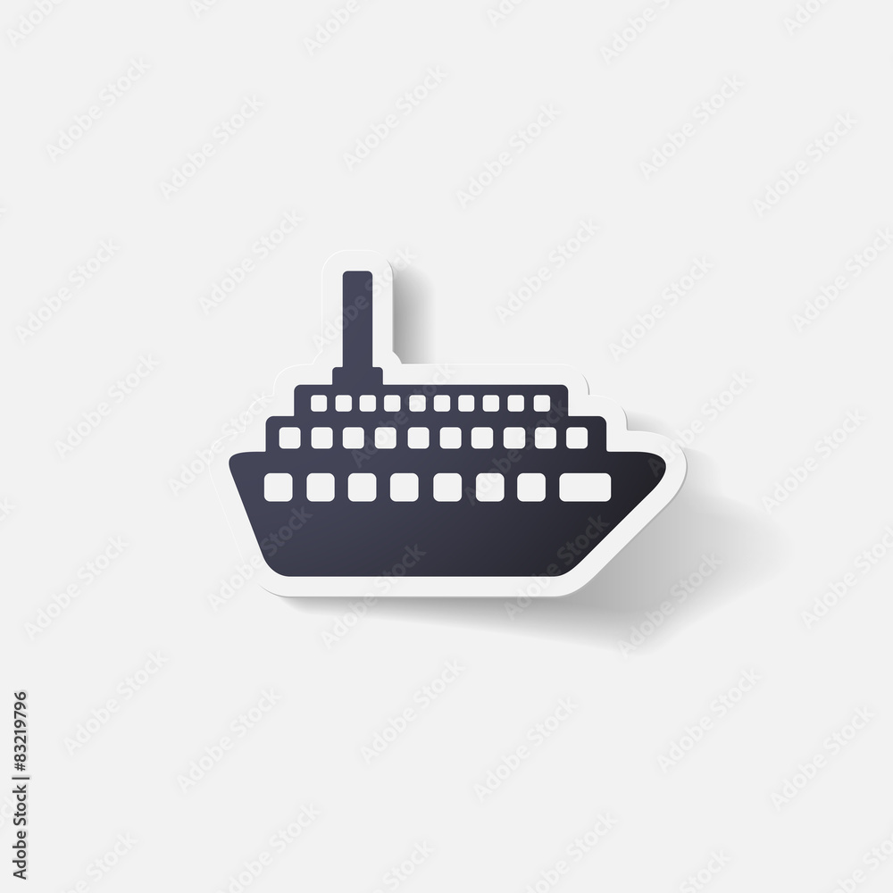 Paper clipped sticker: motor ship