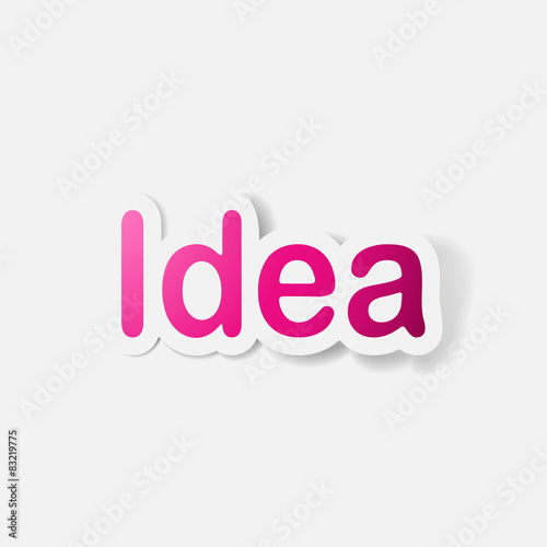 Paper clipped sticker: word idea