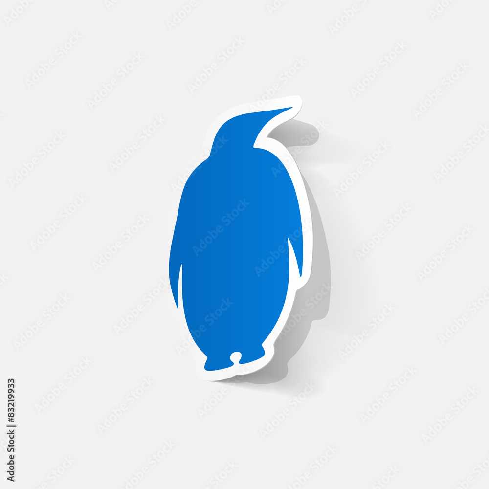Paper clipped sticker: Penguin label Paper clipped sticker: Penguin label