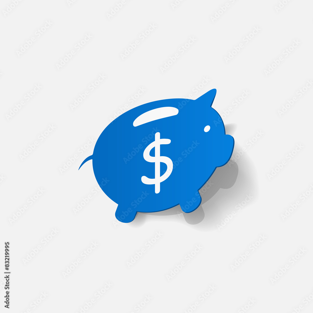 Paper clipped sticker: Piggy bank Paper clipped sticker: Piggy bank