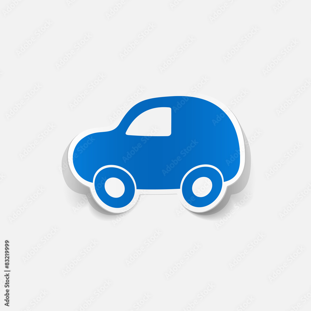 Paper clipped sticker: symbol car