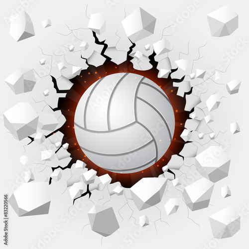 Volleyball and with wall damage