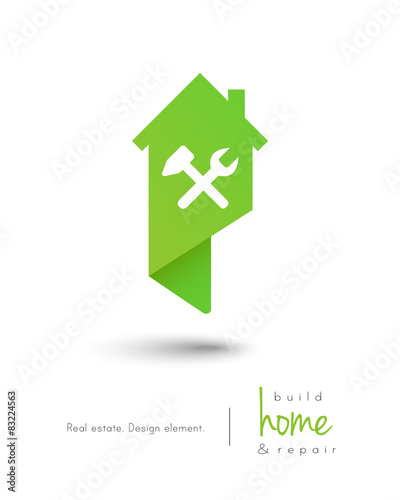 House logo with tools inside as building and repair symbols