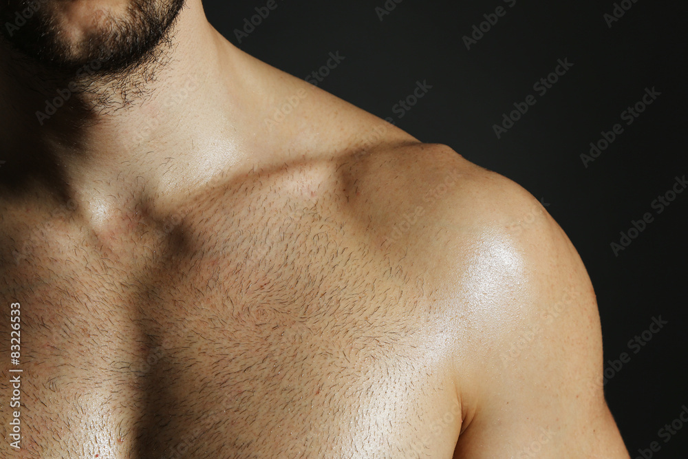 Muscle young man close up Muscle young man close up
