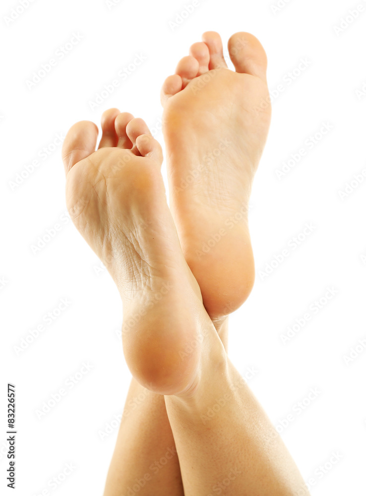 Beautiful female legs, isolated on white background Beautiful female legs, isolated on white background