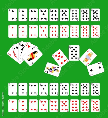 deck of cards of all kinds and combinations of them.