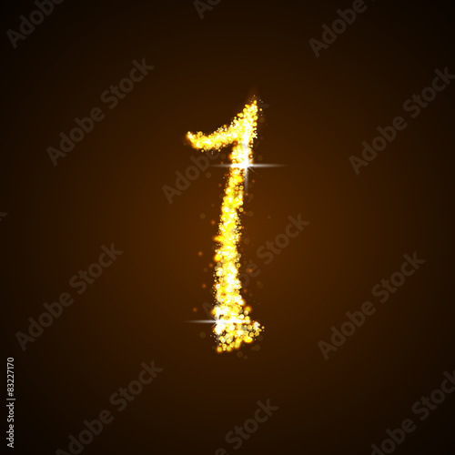 Number one of gold glittering stars. vetor
