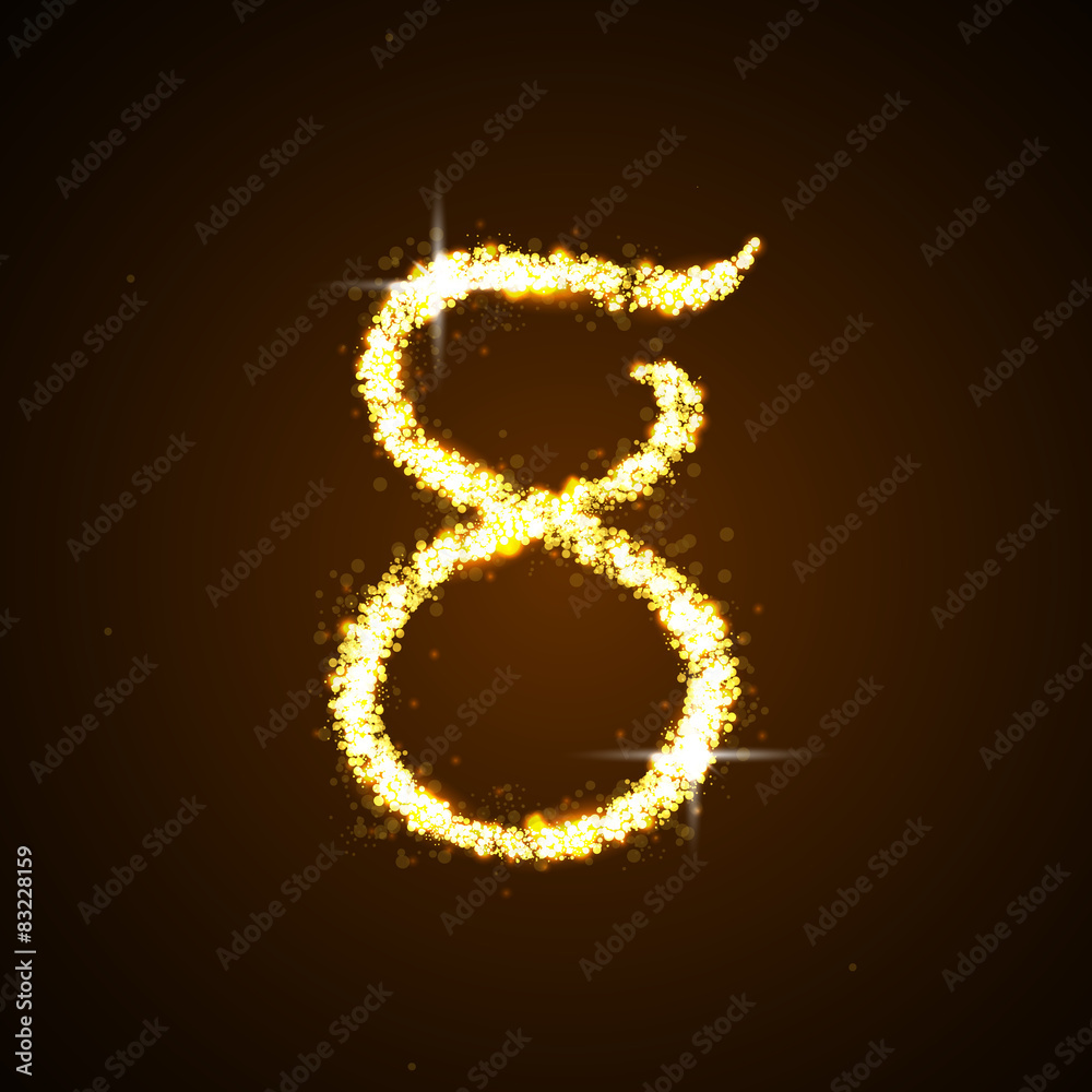 Number eight of gold glittering stars. vector Number eight of gold glittering stars. vector