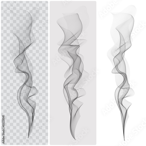 Set of realistic black smoke. Vector 