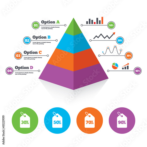 Sale price tag icons. Discount symbols.