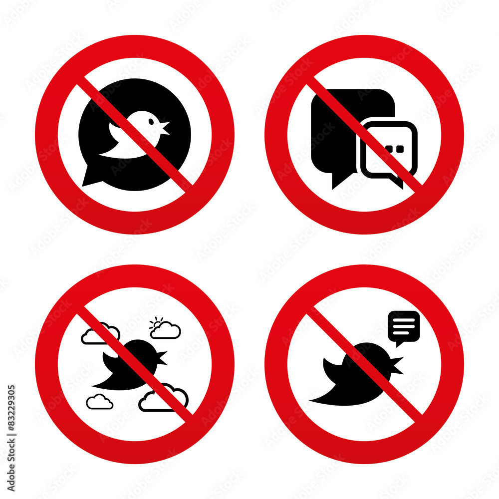 Birds icons. Social media speech bubble. Birds icons. Social media speech bubble.