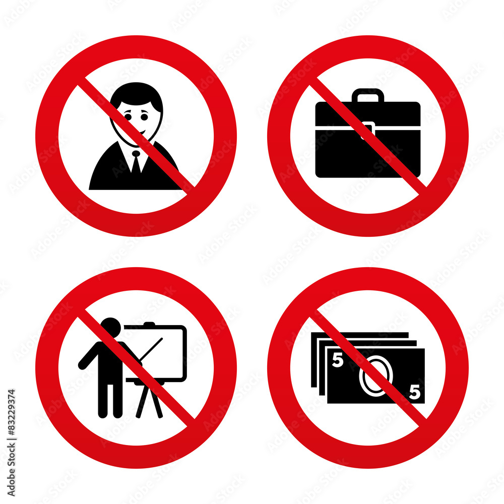 Businessman signs. Human and cash money icons. Businessman signs. Human and cash money icons.