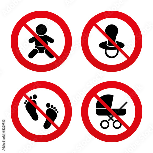 Baby infants icons. Buggy and dummy symbols.