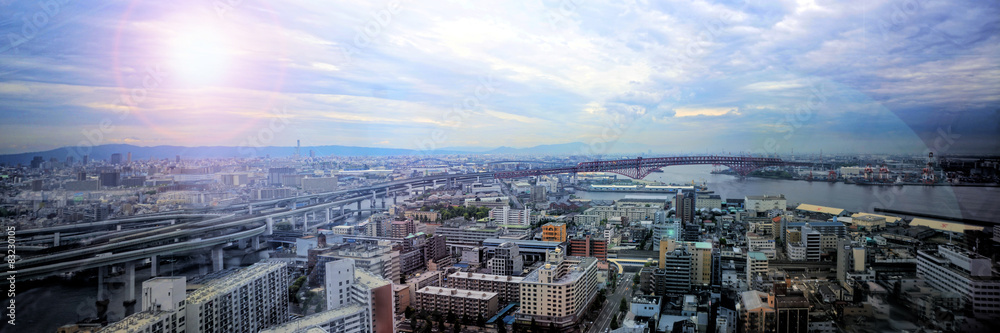 Fototapeta premium Osaka city in panorama view.