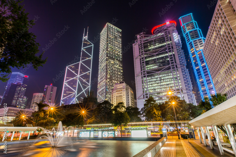 Fototapeta premium Hong Kong Business District at Night