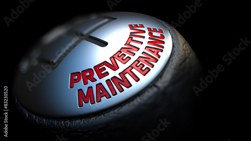 фотографія Preventive Maintenance on Gear Stick with Red Text.
