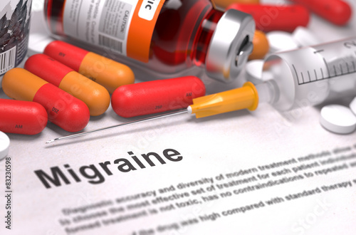 Diagnosis - Migraine. Medical Concept. photo
