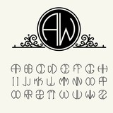 Set  template letters to create monograms of two letters 