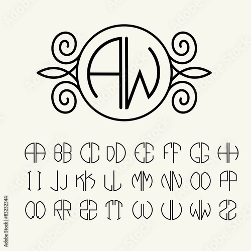 Set  template letters to create monograms of two letters 