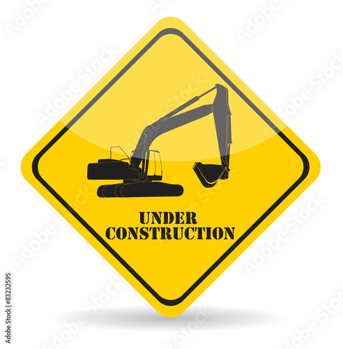 Excavator Work Under Construction. Vector Illustration Eps10