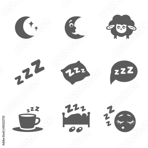  isolated sleep icons set 