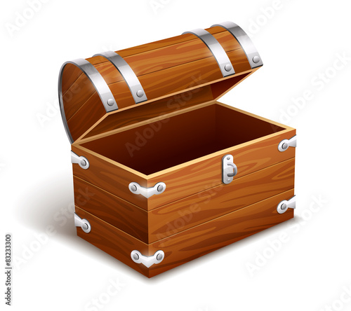 Old empty vintage wooden trunk. Eps10 vector illustration. photo