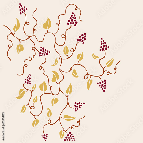 Creative grape with leaf.