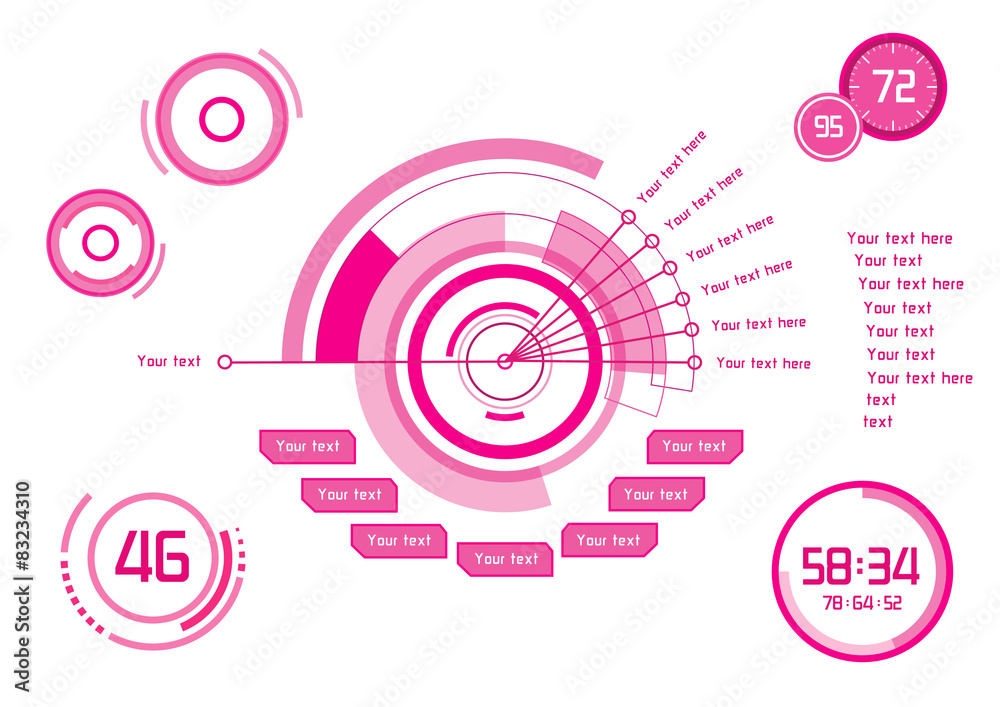 Pink infographics as head-up display Pink infographics as head-up display