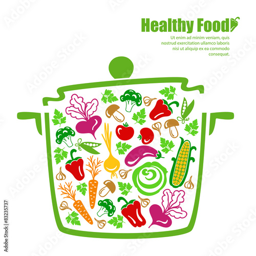Healthy food, vector vegetables in the pan